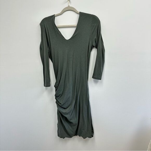 James Perse Long Sleeve Dress in Olive Green - Picture 5 of 7